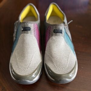 Bzees Gray Slip-On Shoes with Pink and Teal Accents